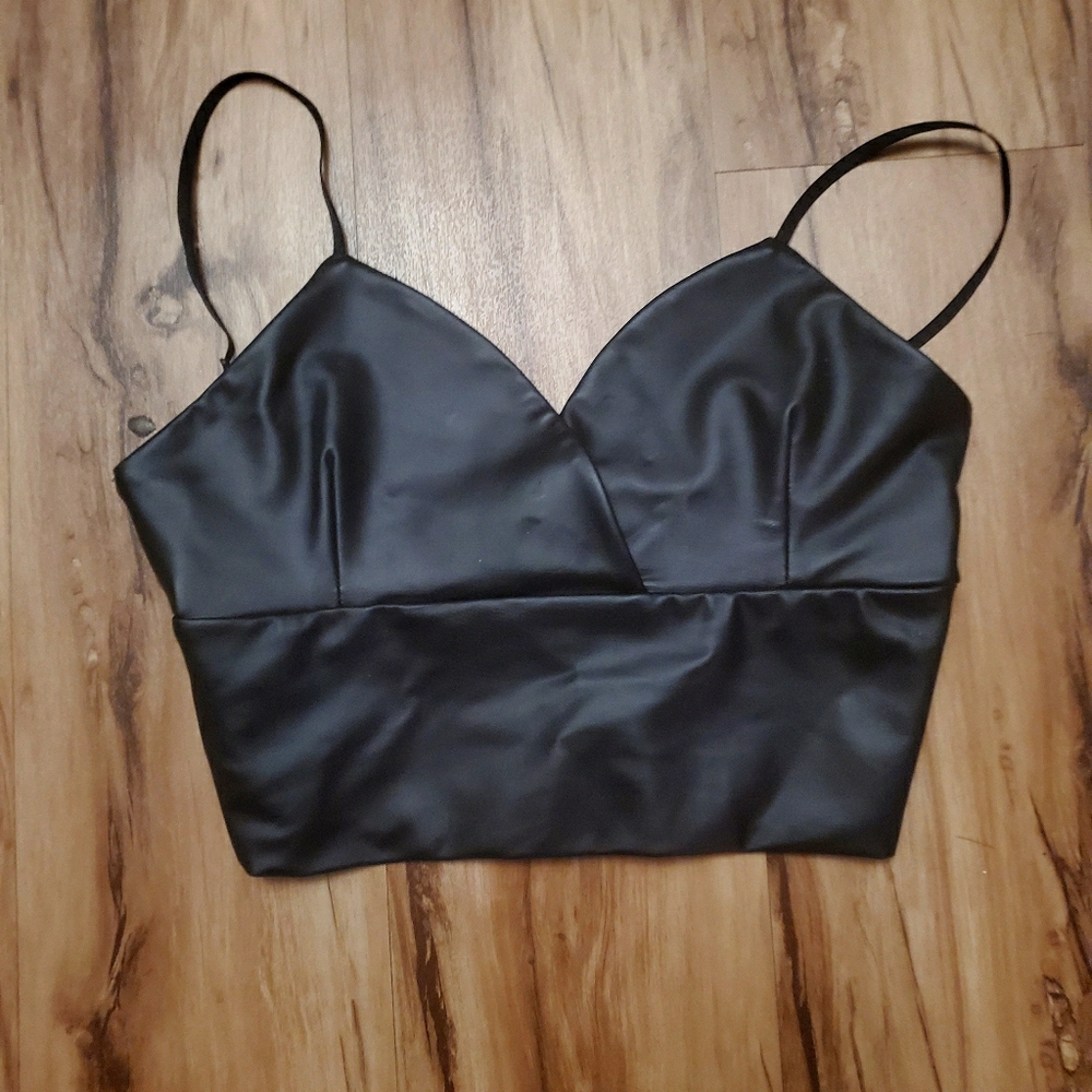 Leather crop top